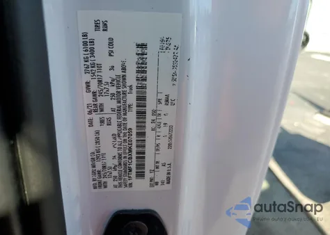 2021 Ford F150 z USA, uszkodzony, nr VIN 1FTMF1CBXMKE07059